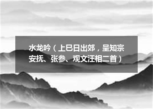 水龙吟（上巳日出郊，呈知宗安抚、张参、观文汪相二首）