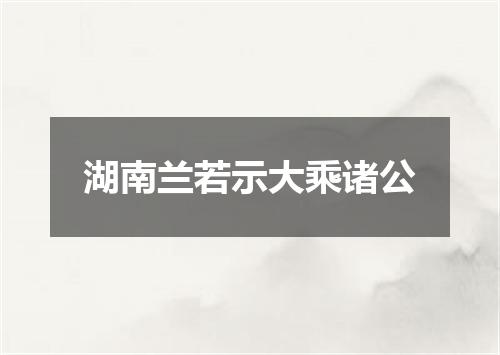 湖南兰若示大乘诸公