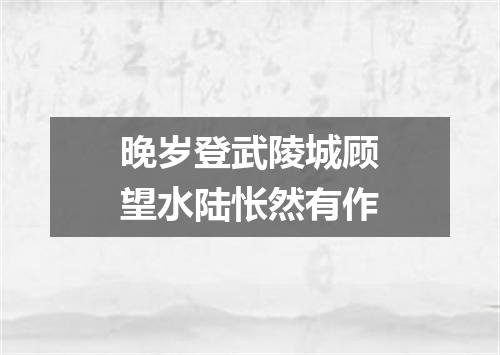 晚岁登武陵城顾望水陆怅然有作