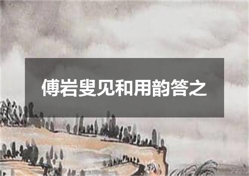 傅岩叟见和用韵答之