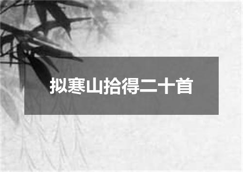拟寒山拾得二十首