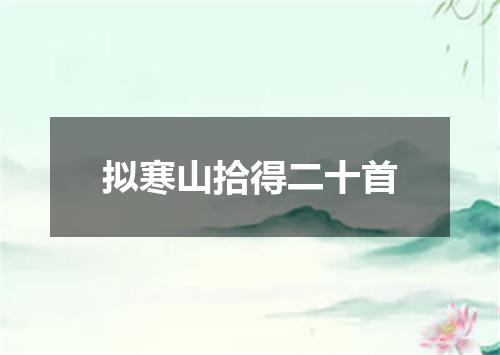 拟寒山拾得二十首