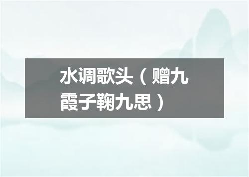 水调歌头（赠九霞子鞠九思）