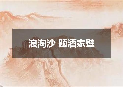 浪淘沙 题酒家壁
