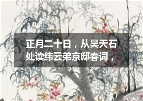 正月二十日，从吴天石处读纬云弟京邸春词，