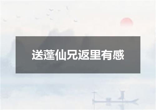 送蓬仙兄返里有感