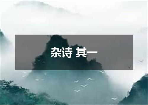 杂诗 其一
