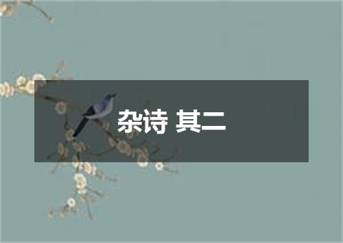 杂诗 其二