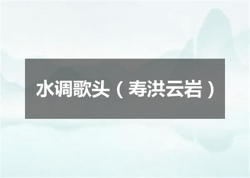 水调歌头（寿洪云岩）