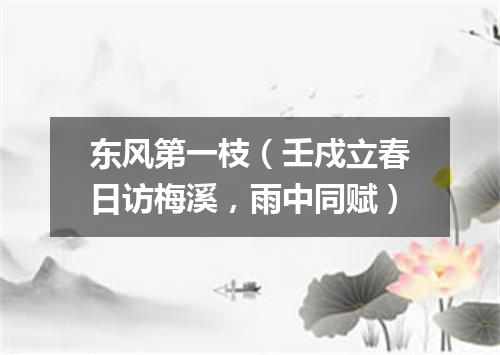东风第一枝（壬戍立春日访梅溪，雨中同赋）