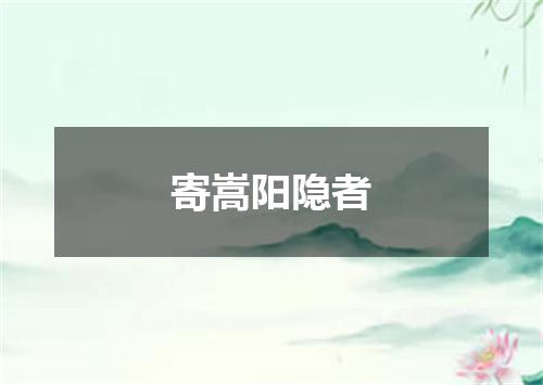 寄嵩阳隐者