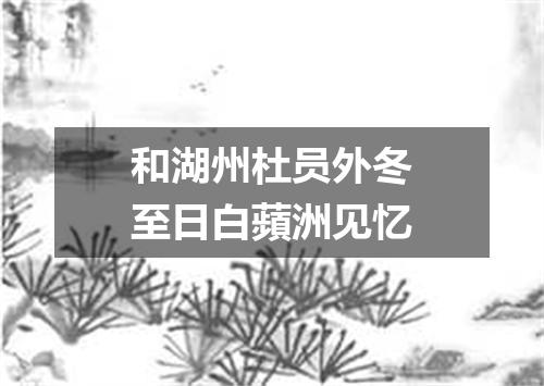 和湖州杜员外冬至日白蘋洲见忆