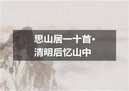 思山居一十首·清明后忆山中