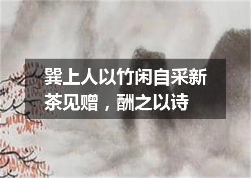 巽上人以竹闲自采新茶见赠，酬之以诗