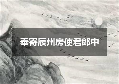 奉寄辰州房使君郎中