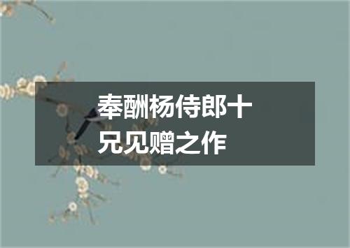 奉酬杨侍郎十兄见赠之作
