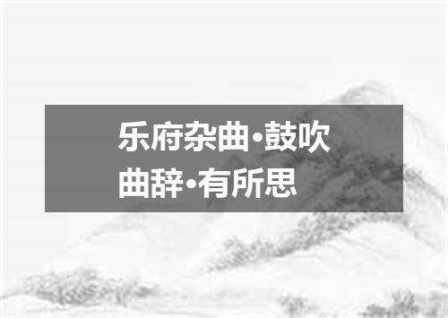 乐府杂曲·鼓吹曲辞·有所思